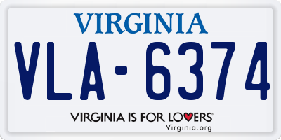 VA license plate VLA6374
