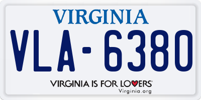 VA license plate VLA6380
