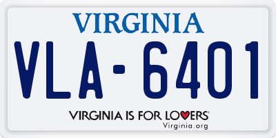 VA license plate VLA6401