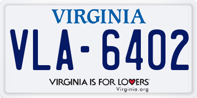 VA license plate VLA6402