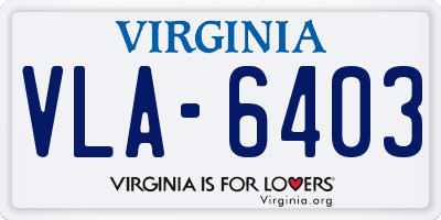 VA license plate VLA6403