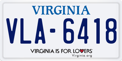 VA license plate VLA6418