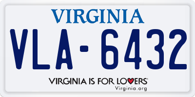 VA license plate VLA6432
