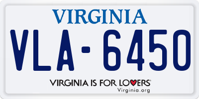 VA license plate VLA6450