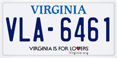 VA license plate VLA6461