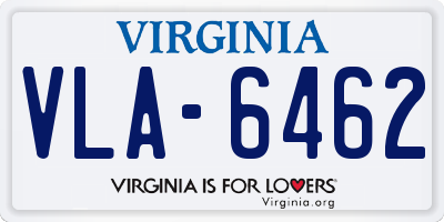 VA license plate VLA6462