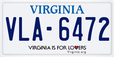 VA license plate VLA6472