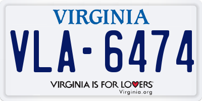 VA license plate VLA6474