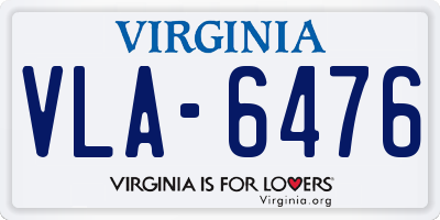 VA license plate VLA6476
