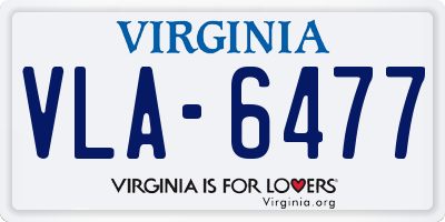 VA license plate VLA6477