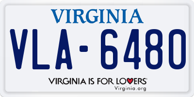 VA license plate VLA6480