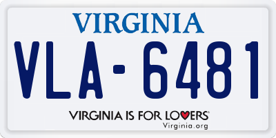 VA license plate VLA6481