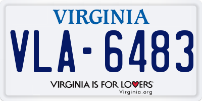 VA license plate VLA6483
