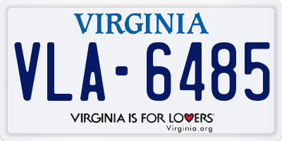 VA license plate VLA6485