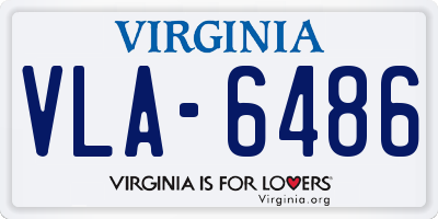VA license plate VLA6486