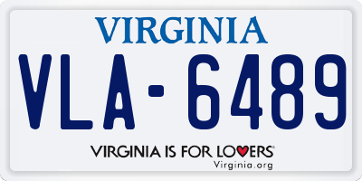 VA license plate VLA6489