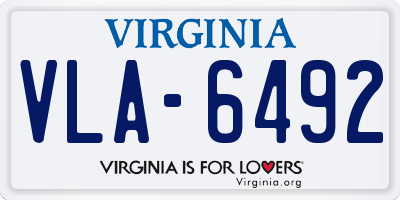 VA license plate VLA6492