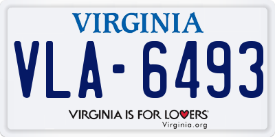 VA license plate VLA6493