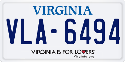 VA license plate VLA6494