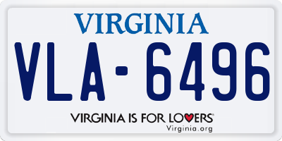 VA license plate VLA6496