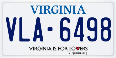 VA license plate VLA6498