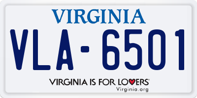 VA license plate VLA6501