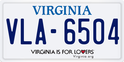 VA license plate VLA6504