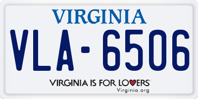 VA license plate VLA6506