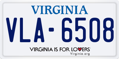 VA license plate VLA6508