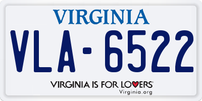 VA license plate VLA6522