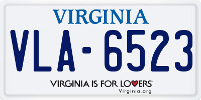 VA license plate VLA6523