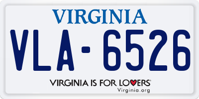 VA license plate VLA6526