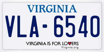 VA license plate VLA6540