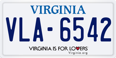 VA license plate VLA6542