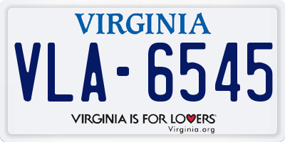 VA license plate VLA6545