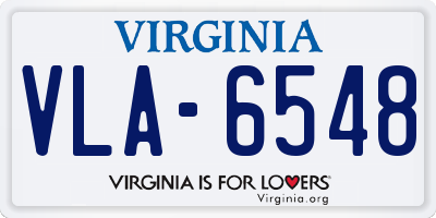 VA license plate VLA6548
