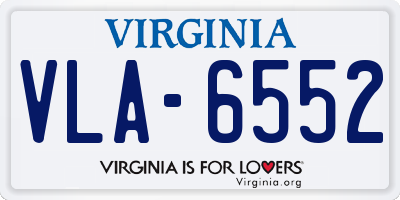 VA license plate VLA6552