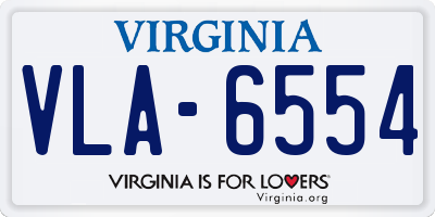VA license plate VLA6554
