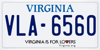 VA license plate VLA6560