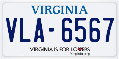 VA license plate VLA6567