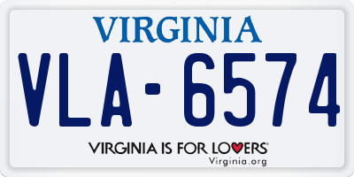 VA license plate VLA6574