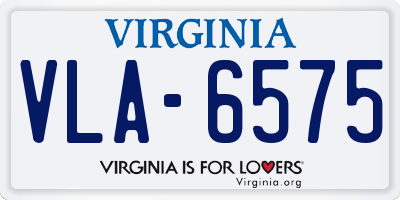 VA license plate VLA6575