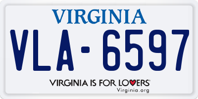 VA license plate VLA6597