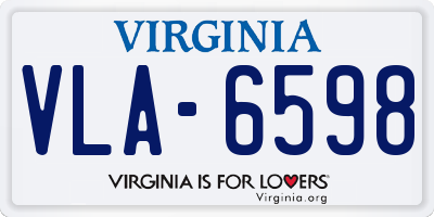 VA license plate VLA6598