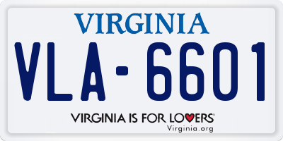 VA license plate VLA6601