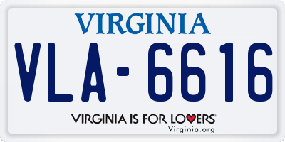 VA license plate VLA6616