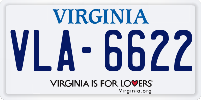 VA license plate VLA6622