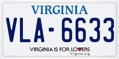 VA license plate VLA6633