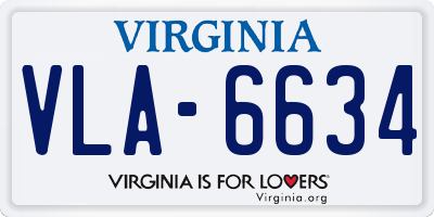 VA license plate VLA6634
