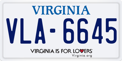 VA license plate VLA6645